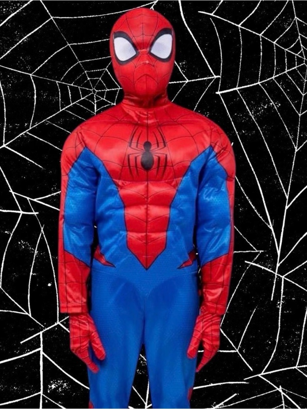 Marvel Spidersman Red and Blue Spider Hero Costume with Muscle Chest kids 10-12